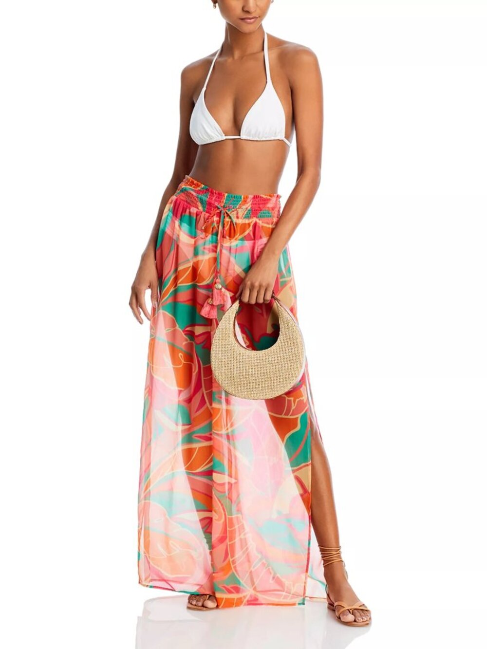 265$ Ramy Brook Haley Swim Cover-Up Pants tassel drawstring Size XS Palm Green